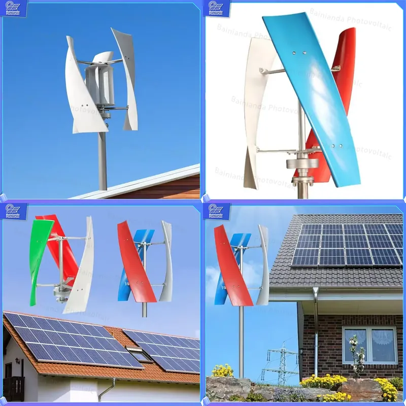 Wind Solar Hybrid Kit - 5KWハイブリッドソーラー風力タービン発電機垂直軸家庭用エネルギーシステムオフグリッド電源キット再生可能エネルギーソリューション