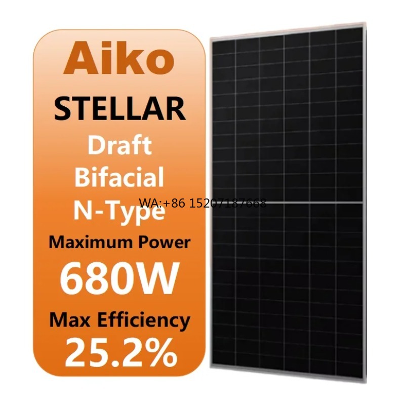 Solar Panel Monocrystalline - デュアルガラス単結晶655ワット、660ワット、670ワット、680ワット太陽光パネル。アイコ・ステラG4。産業用・商業用。N型両面受光型。