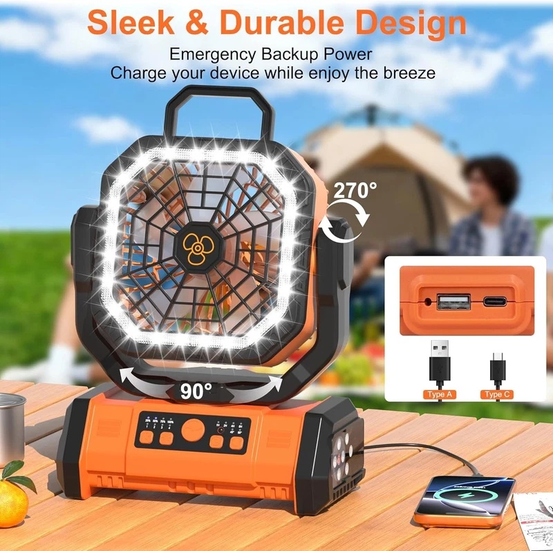 Renewable Energy Game - 多機能ポータブル冷却ファン 20000mAh ウエストクリップファン、折りたたみ式ハンドヘルドターボファン、270 ° 回転式キャンプファン LEDライト付き