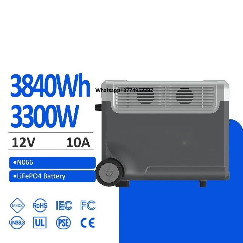 Pure Sine Wave Inverter - SAMAS 3840wh3300W ポータブルエネルギーステーション（追加バッテリーパック付き、ソーラー充電対応、純正弦波インバーター＆ジャンプスターター）