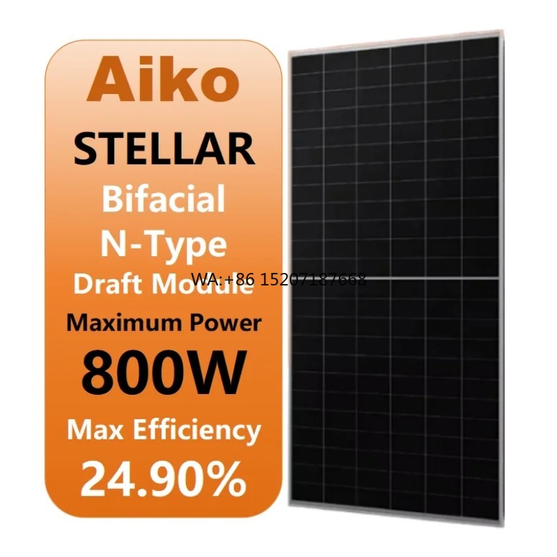 Solar Panel Monocrystalline - 両面受光型、二重ガラス、単結晶シリコン、770ワット、780ワット、790ワット、800ワットの太陽光パネル。アイコ工業、商業用、高出力、N型。