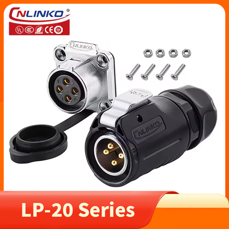Renewable Energy Industry - Cnlinko-lp20電気ケーブル用コネクタ,防水および充電式,4ピンm20,ソーラー枯渇エネルギー業界用接続ソケット