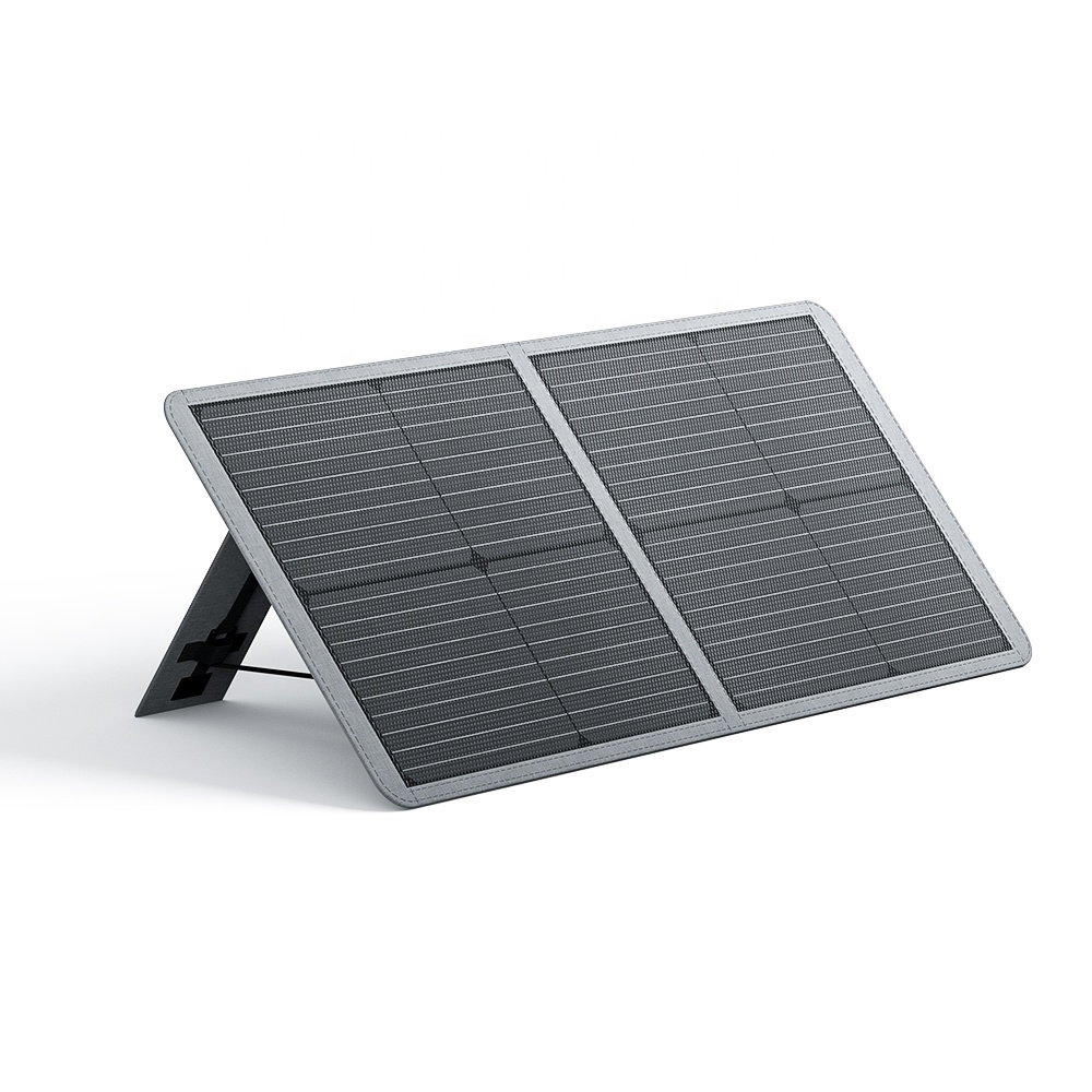 Folding Solar Panel - 65W単結晶シリコンソーラーパネル、アウトドアキャンプ用、2枚組、折りたたみ式フレキシブルデザイン、携帯電話用ポータブルソーラーチャージャー