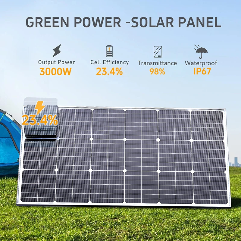 3000 ワットソーラーパネル高効率太陽電池ポータブル電源銀 - Solar Panel Monocrystalline のレビューと価格