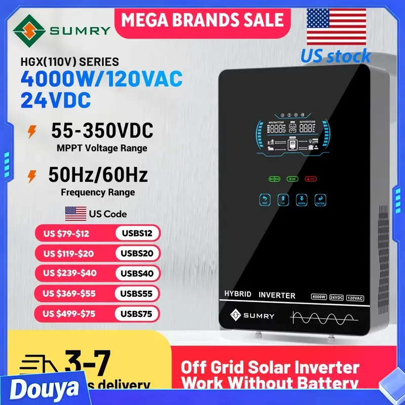Sumry 4KW 120V オフグリッドソーラーインバータ - Pure Sine Wave Inverter のレビューと価格